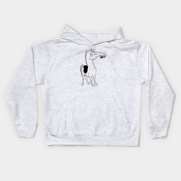 Horse Charicature Kids Hoodie by linesdesigns